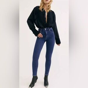 Rollas Eastcoast Ankle High Rise Highway Blue Skinny Jeans
